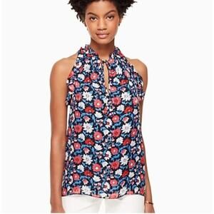 Kate‎ Spade Daisy Satin Striped Floral Sleeveless Top Size S